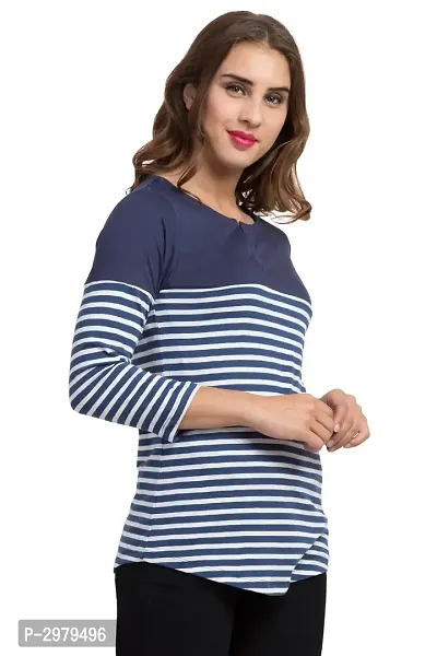 Multicoloured Striped Cotton Regular Fit Tees-thumb3