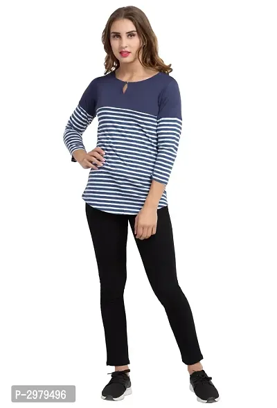 Multicoloured Striped Cotton Regular Fit Tees-thumb4