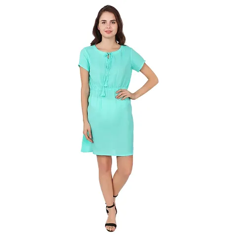 Polycotton Solid A-Line Dress