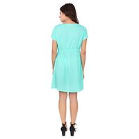 Turquoise Polycotton Solid A-Line Dress-thumb1