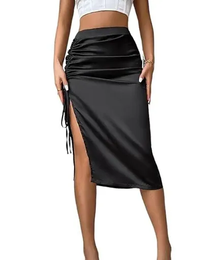 Satin Stretchable Side Knot Skirt