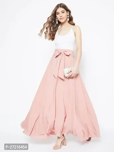 lavaya women solid pink maxi length skirt
