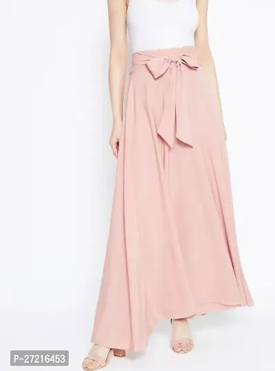 lavaya women solid pink maxi length skirt-thumb3