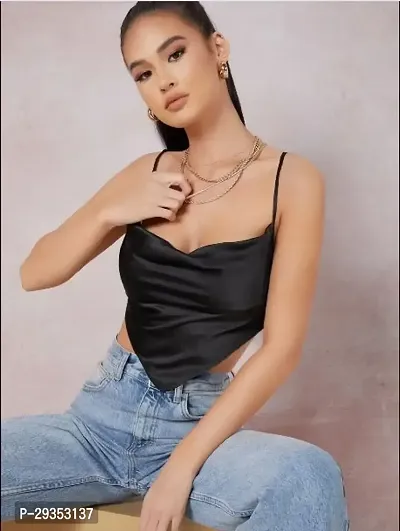 Stylish Satin Crop Top for Women-thumb0