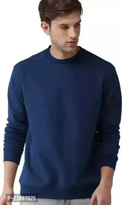 Comfortable Blue Fleece Sweatshirts For Men-thumb0