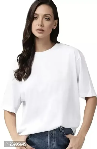 Women Solid Round Neck Half Oversize Casual T-Shirt