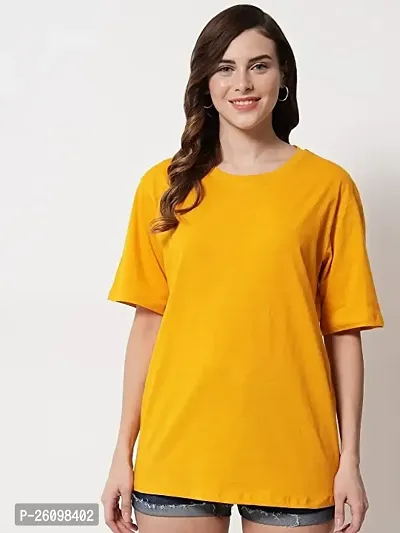 Women Solid Round Neck Half Oversize Casual T-Shirt