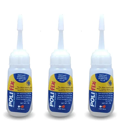 CMR Polifix Instant Adhesive 18g (3Pcs) for Flex, Metal, Wood, Plastic, Handicrafts