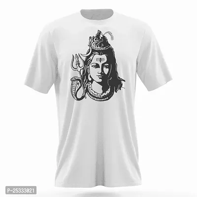 Stylish Polyester White Mahadev Shivshankar Ptinted T-Shirt For men-thumb0