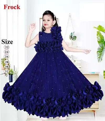 Stylish Net Solid Frocks For Girls