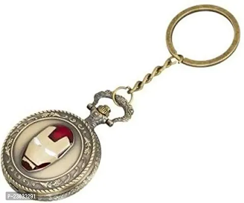 Seven Square Premium Retro Vintage Classic Design Bronze Pocket Watch with White Dial Antique Stainless Steel Metal Keychain with Key Ring Anti Rust Gift for Men  Women-thumb2