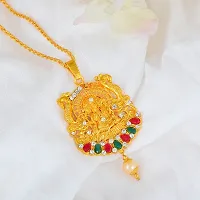 Memoir Brass Gold plated Handmade Lakshmi pendant Temple Jewellery Hindu Festive jewellery pendant Women (PCKL0619)-thumb3