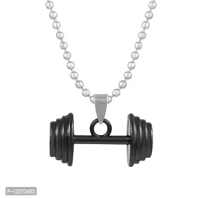 Memoir Stainless Steel Dumbell Pendant Gym Jewellery Men Women (PCAJ3018)