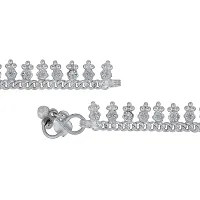 Memoir Brass Silver plated, CZ studded Stylish Anklet payal pajeb Women Traditional-thumb2