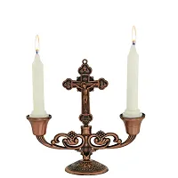 Trendy Copper Vintage Mantle Cross Candle Holder Cross Crucifix Stand Home Decor Christ Jesus-thumb1