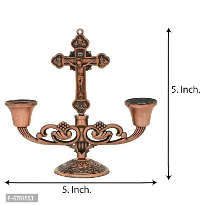 Trendy Copper Vintage Mantle Cross Candle Holder Cross Crucifix Stand Home Decor Christ Jesus-thumb4