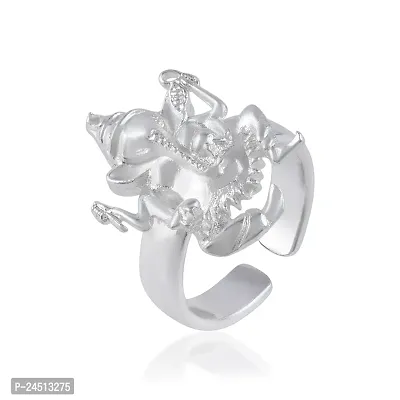Silver plated Ganesh Free size Finger ring-thumb0
