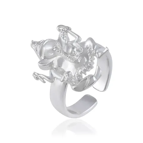 Silver plated Ganesh Free size Finger ring