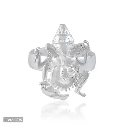 Silver plated Ganesh Free size Finger ring-thumb2
