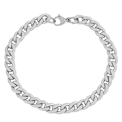 ZIVOM Stylish Rubber 316L Surgical Stainless Steel Black silver Rhodium  Bracelet Boys Men