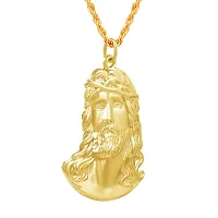 Memoir Brass Goldplated Jesus Christ Face Chain pendant Christian Jewellery necklace Catholic (PCMC4966-GOLD)-thumb3