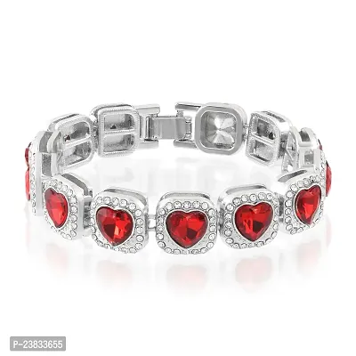 Micron Platinum plated Red  White CZ Fashion Jewellery Bracelet for Men and Women-thumb0