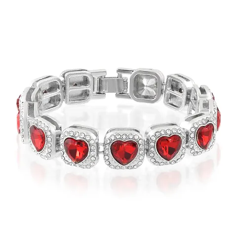 Micron Platinum plated Red  White CZ Fashion Jewellery Bracelet for Men and Women