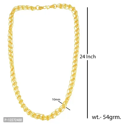 Memoir Brass1 Micron Goldplated Three strand Grooved Links Handmade Wedding Necklace Men Jewellery Women Bridal (CNSA3966-A)-thumb3