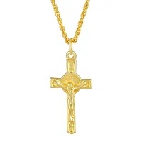 Memoir Gold plated Cross and Jesus Pendant-thumb3
