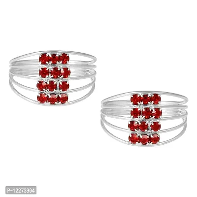 Memoir Silverplated Red CZ Multi-strand Fashion Big Toering Women Bichiya (TRRM6606)-thumb2