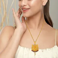 Memoir Brass Gold plated Handmade Lakshmi pendant Temple Jewellery Hindu Festive jewellery pendant Women (PCKL0619)-thumb4