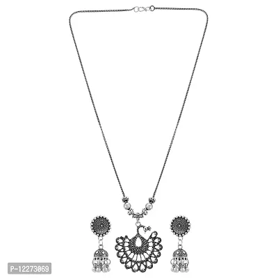 Memoir Oxidised Silverplated Necklace set Women Fashion Jewellery Latest (PSWR4312)-thumb2