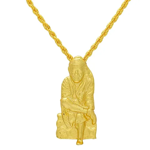 Memoir Brass Goldplated Shirdi Saibaba chainpendant Men Women (PCSV1306N)