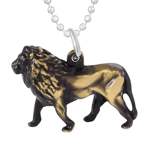 Memoir Brass Vintage Finish Goldplated Tiger Lion Fashion Jewellery Pendant Men Boys (PCAJ3030)