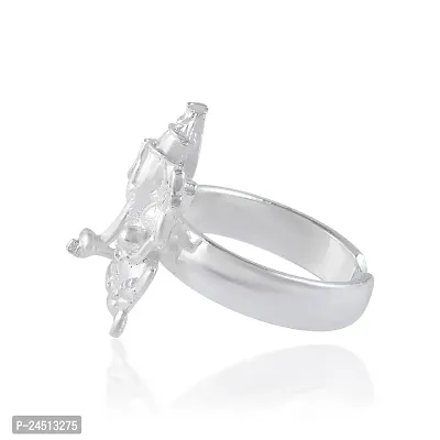 Silver plated Ganesh Free size Finger ring-thumb3