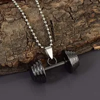 Memoir Stainless Steel Dumbell Pendant Gym Jewellery Men Women (PCAJ3018)-thumb4