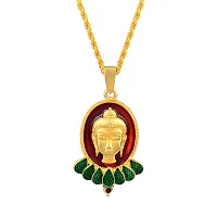 Memoir Brass Goldplated Red Halo Lord Buddha Pendant Men Jewellery Women pendant (PCOM4425)-thumb2