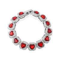 Micron Platinum plated Red  White CZ Fashion Jewellery Bracelet for Men and Women-thumb1