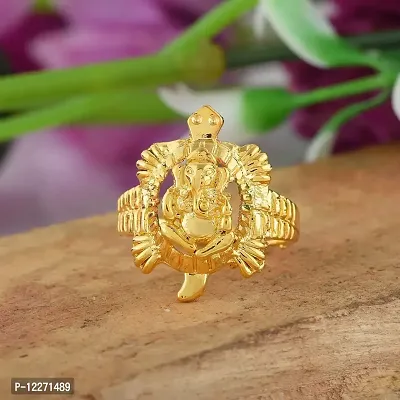 Memoir Goldplated Tortoise Ganesh fingerring Vastu fengshui Men Women-thumb4