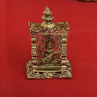 Memoir Gold Plated Brass, Antique Finish, Saraswati Temple Stand, Home Decor Show Piece, Hindu God Idol Stand-thumb3