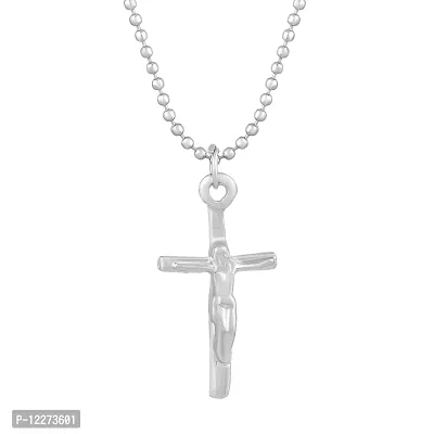 Memoir Brass Silver Rhodium Plated Jesus Crucifix Jesus Cross Pendant Jewellery Chrisitian Spiritual (PCKL7714)-thumb3