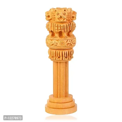 Memoir Wooden Sarnath 4 Lion India State Emblem Home Decor Item (HDSC5144)