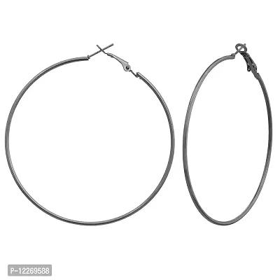 Memoir Brass, Dark grey colour Big size, Hoop Bali Fashion earrings Women ERMT4020-thumb2