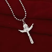 Memoir Brass Silverplated Arrow Cross Jesus flying to Heaven Cross Pendant Crucifix Christ Cross Pendant Jewellery Chrisitian Spiritual (PCKL7717)-thumb4