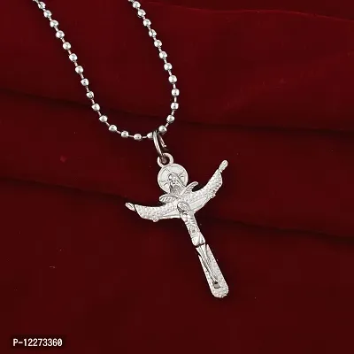 Memoir Brass Silverplated Arrow Cross Jesus flying to Heaven Cross Pendant Crucifix Christ Cross Pendant Jewellery Chrisitian Spiritual (PCKL7717)-thumb5