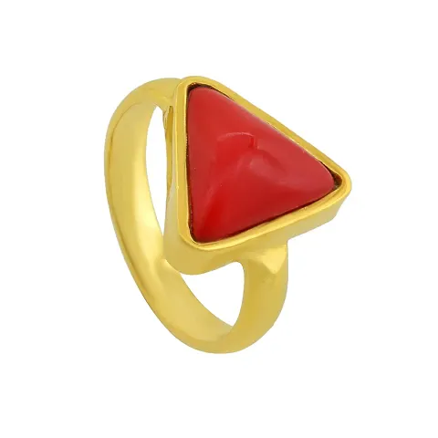 Triangle Stone Brass Brass Plated Ring