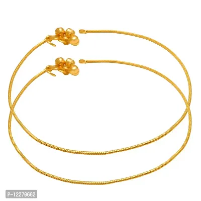 Memoir Gold plated Thin rope string chain design ethnic Anklet payal pajeb jewellery for Women-thumb0