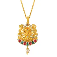 Memoir Brass Gold plated Handmade Lakshmi pendant Temple Jewellery Hindu Festive jewellery pendant Women (PCKL0619)-thumb2