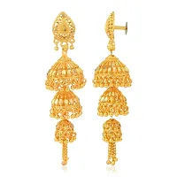 Memoir Brass Goldplated Triple Umbrella Traditional Jhumki Ethnic Jewellery Bridal Earrings (JHAT6146)-thumb2