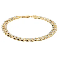 Memoir Gold plated Dual Gold and Silver tone,grooved link Fashion Bracelet Men Women Stylish-thumb2